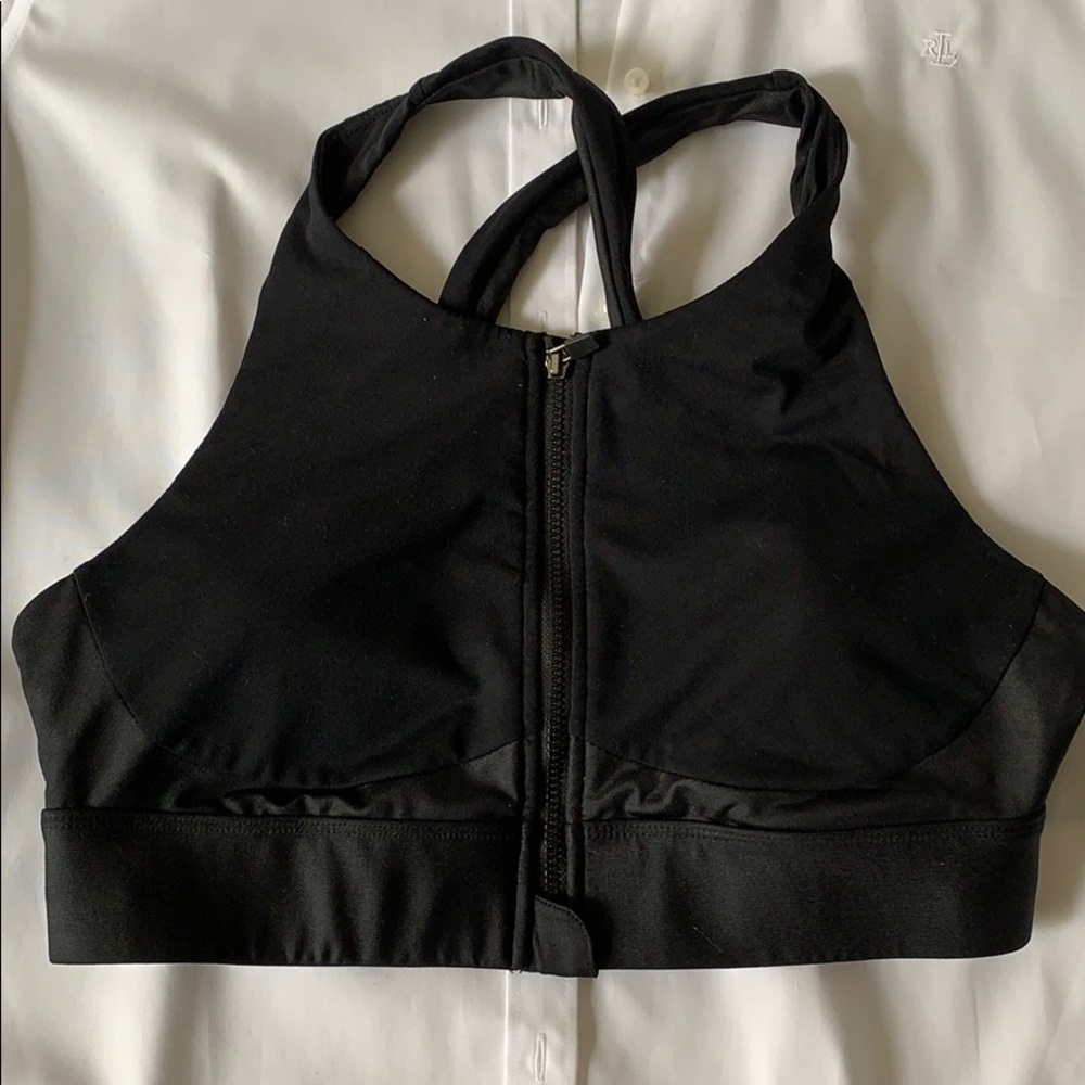 ELLIE HIGH SUPPORT ZIP FRONT SPORTS BRA BLACK in M